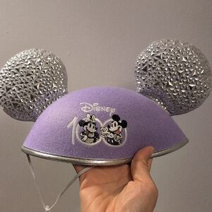 Disney Parks Silver and Purple Bling Glitter Mickey Ears Hat NWT